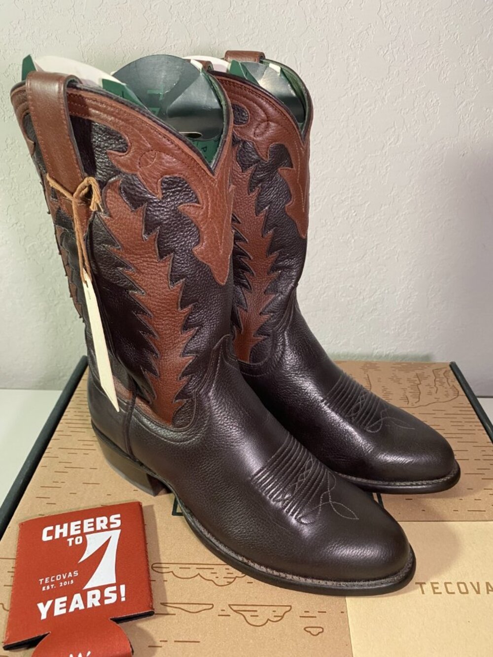 Tecovas Birthday Boot VII Limited Ed. Western Cowboy Boots Dark Chocolate Deer - Picture 2 of 16